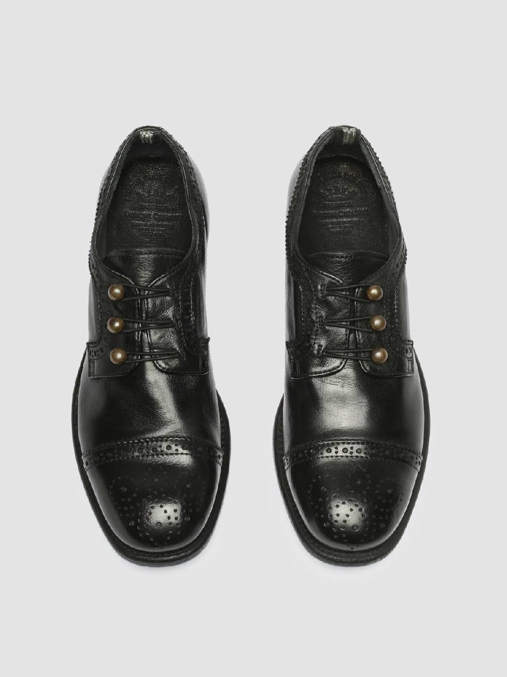 Officine Creative CALIXTE 022 Derby con Motivo Brogue in Pelle Nera Ritorno libero