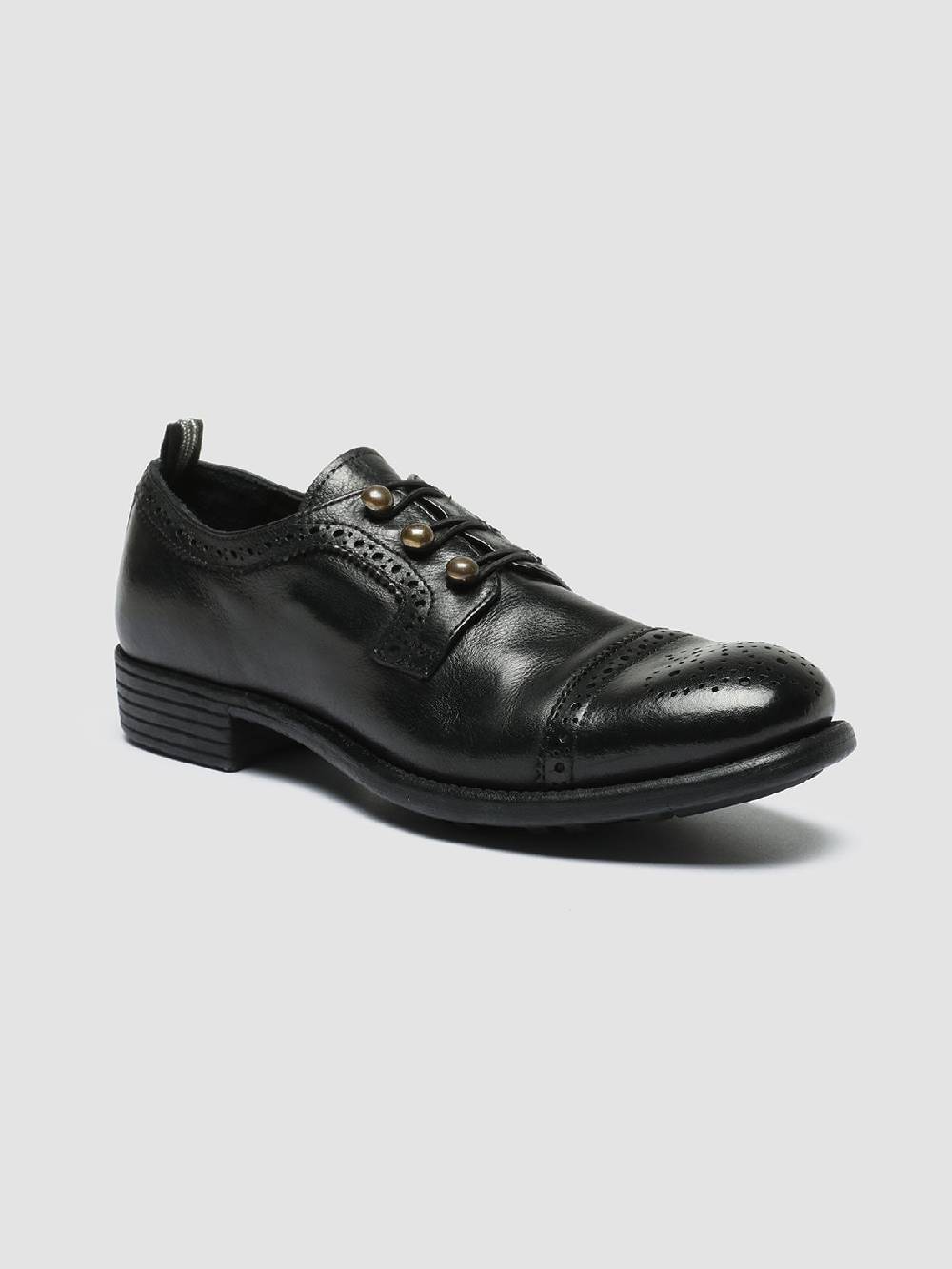 Officine Creative CALIXTE 022 Derby con Motivo Brogue in Pelle Nera Ritorno libero