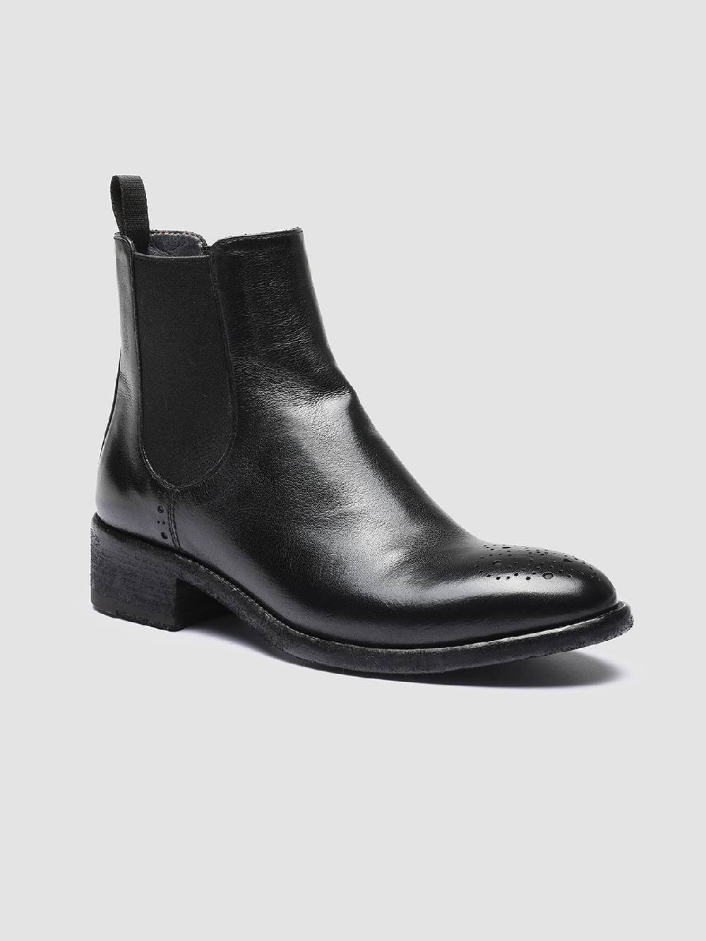 Officine Creative SELINE 002 Stivaletti Chelsea in Pelle Nera Promozione temporanea