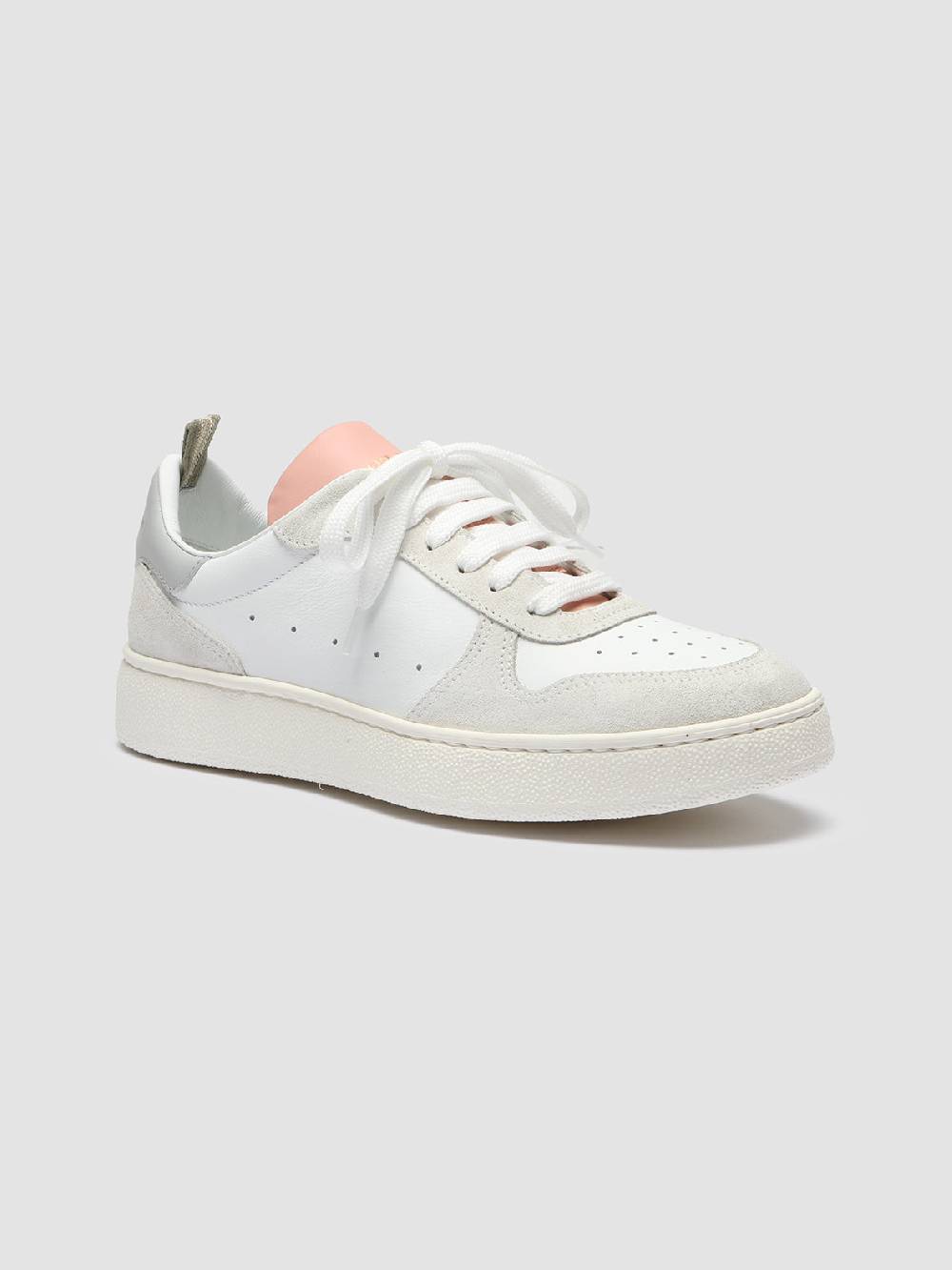 Officine Creative MOWER 110 Sneakers in Pelle Liscia e Scamosciata Bianca Italy