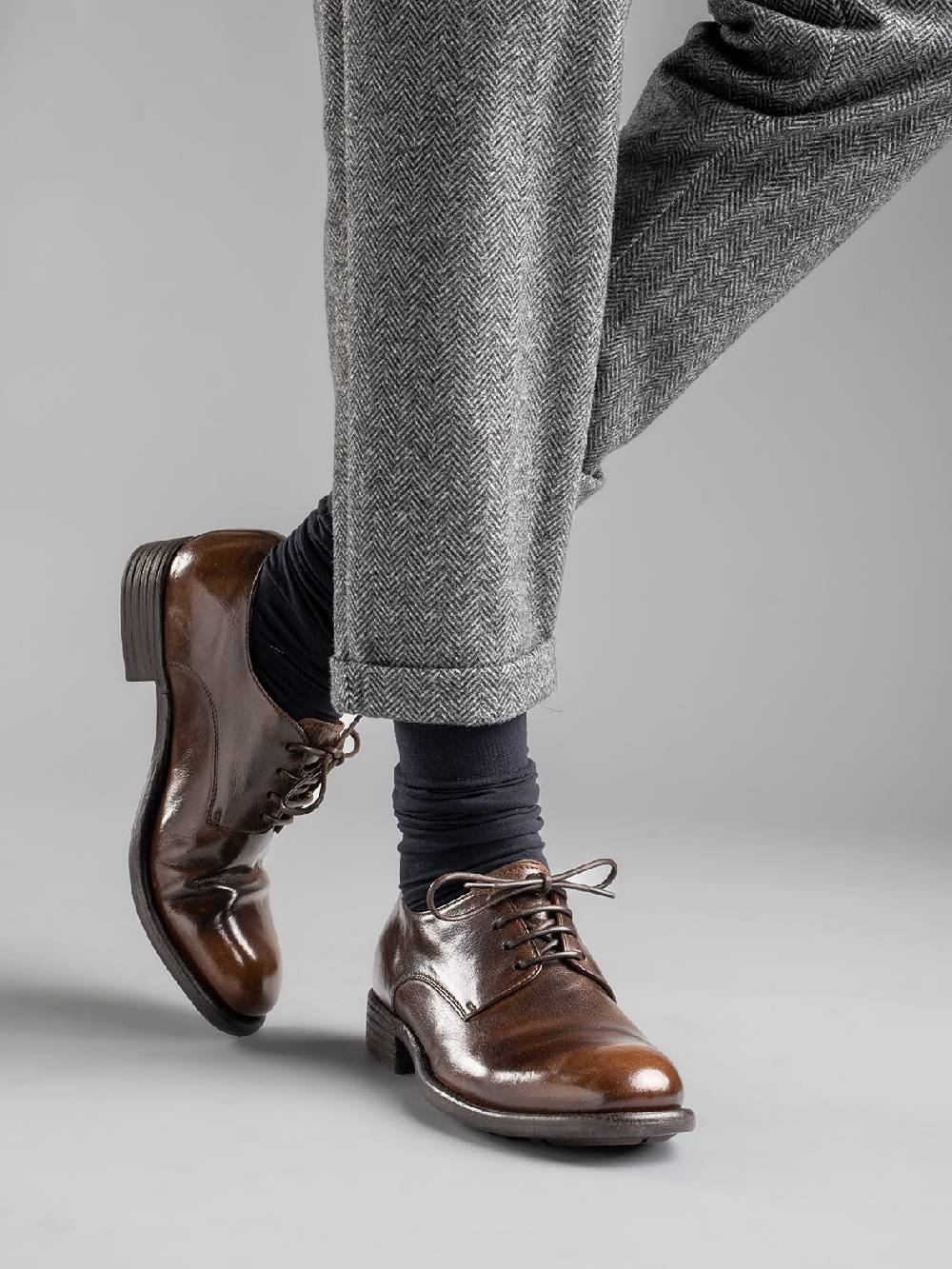Officine Creative CALIXTE 001 Derby in Pelle Marrone Shopping Online