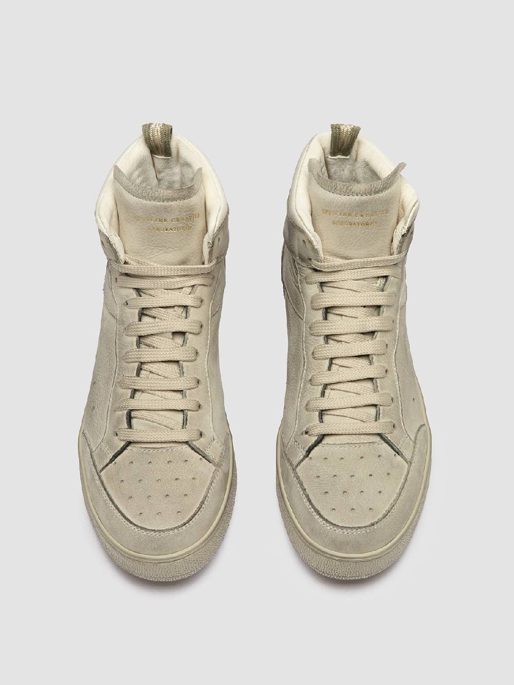 Officine Creative THE ANSWER 108 Sneaker Alte in Nabuk Bianco Sporco Offerte