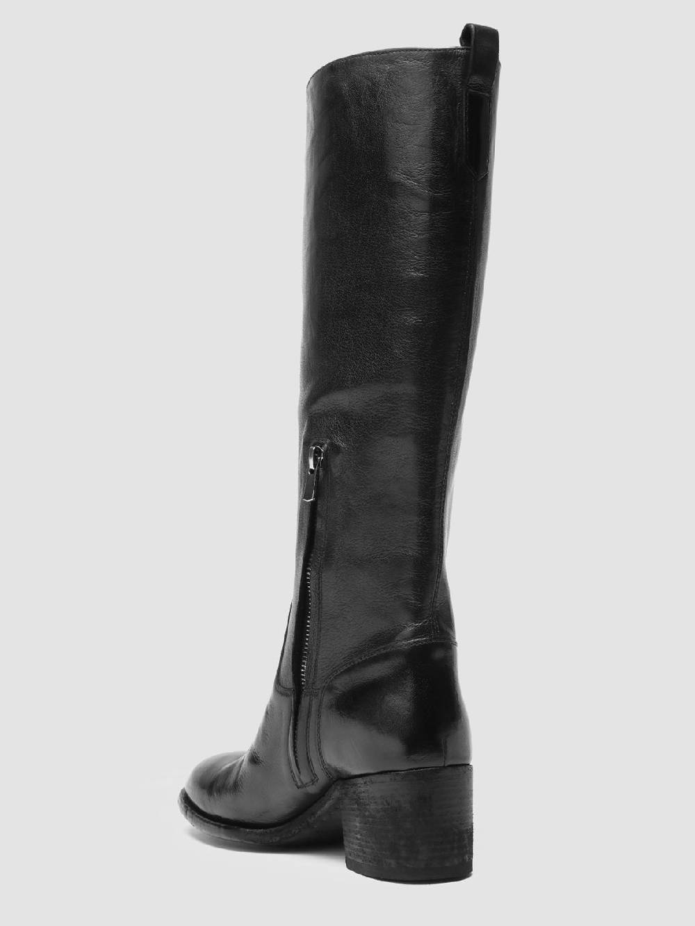 Officine Creative DENNER 116 Stivali Zip in Pelle Nera Spedizione gratuita