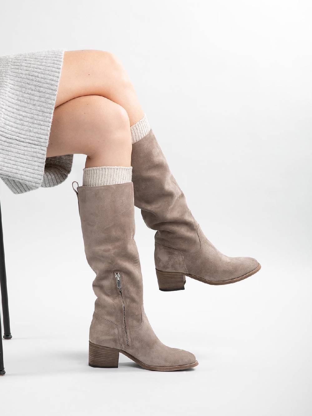 Officine Creative DENNER 116 Stivali Zip in Camoscio Grigio Negozio online di fabbrica
