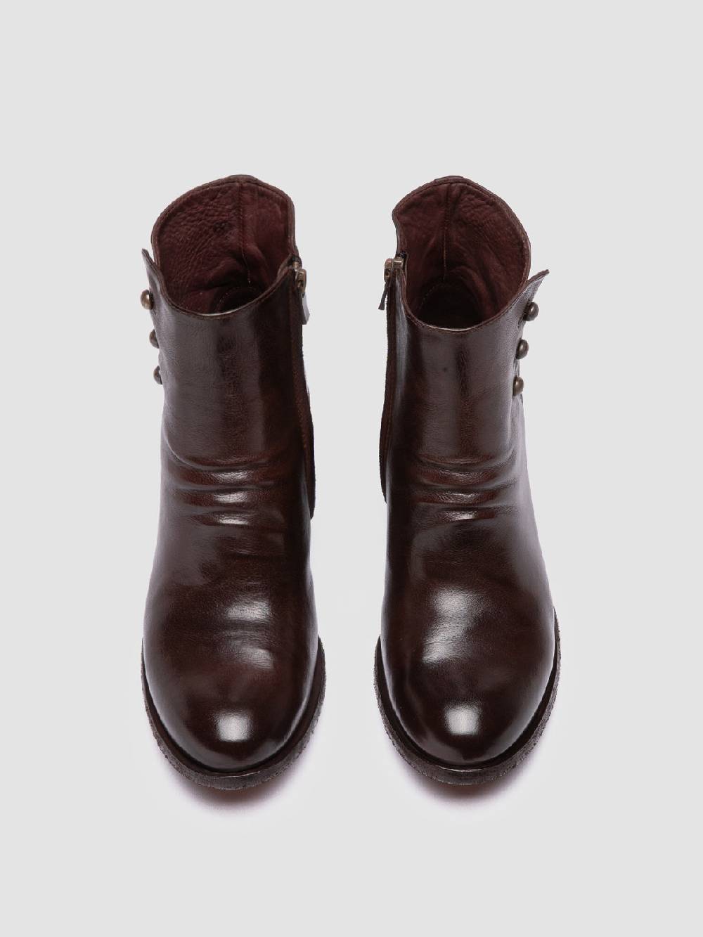 Officine Creative GODEAU 004 Stivali con Zip in Pelle Marrone Fornitura limitata