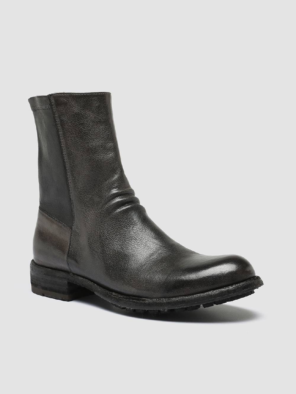 Officine Creative LEGRAND 203 Stivali Zip in Pelle Grigia Black Friday