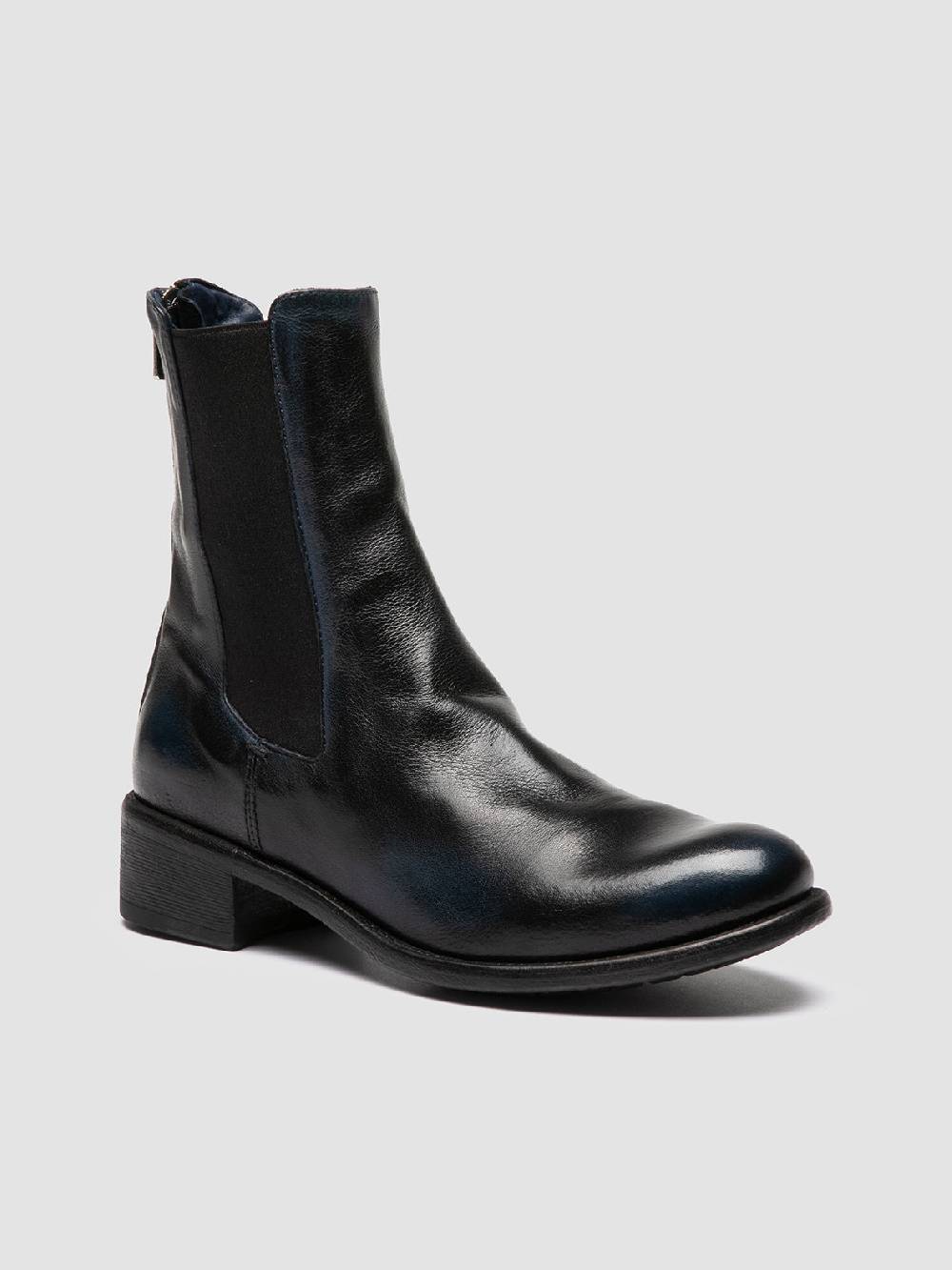 Officine Creative LIS 003 Stivaletti Chelsea in Pelle Blu Offerta Anniversario