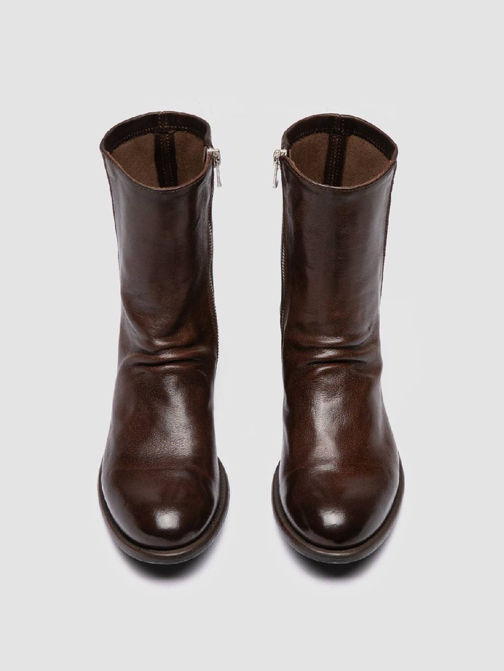 Officine Creative LIS 004 Stivali con Zip in Pelle Marrone Online Outlet
