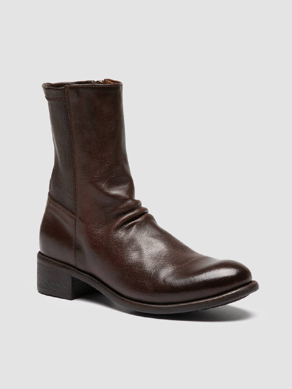 Officine Creative LIS 004 Stivali con Zip in Pelle Marrone Online Outlet