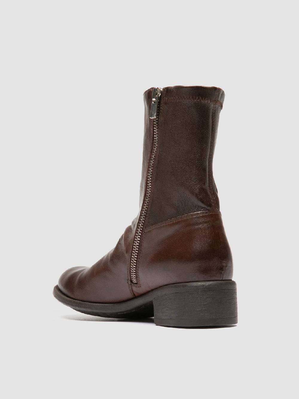 Officine Creative LIS 004 Stivali con Zip in Pelle Marrone Online Outlet