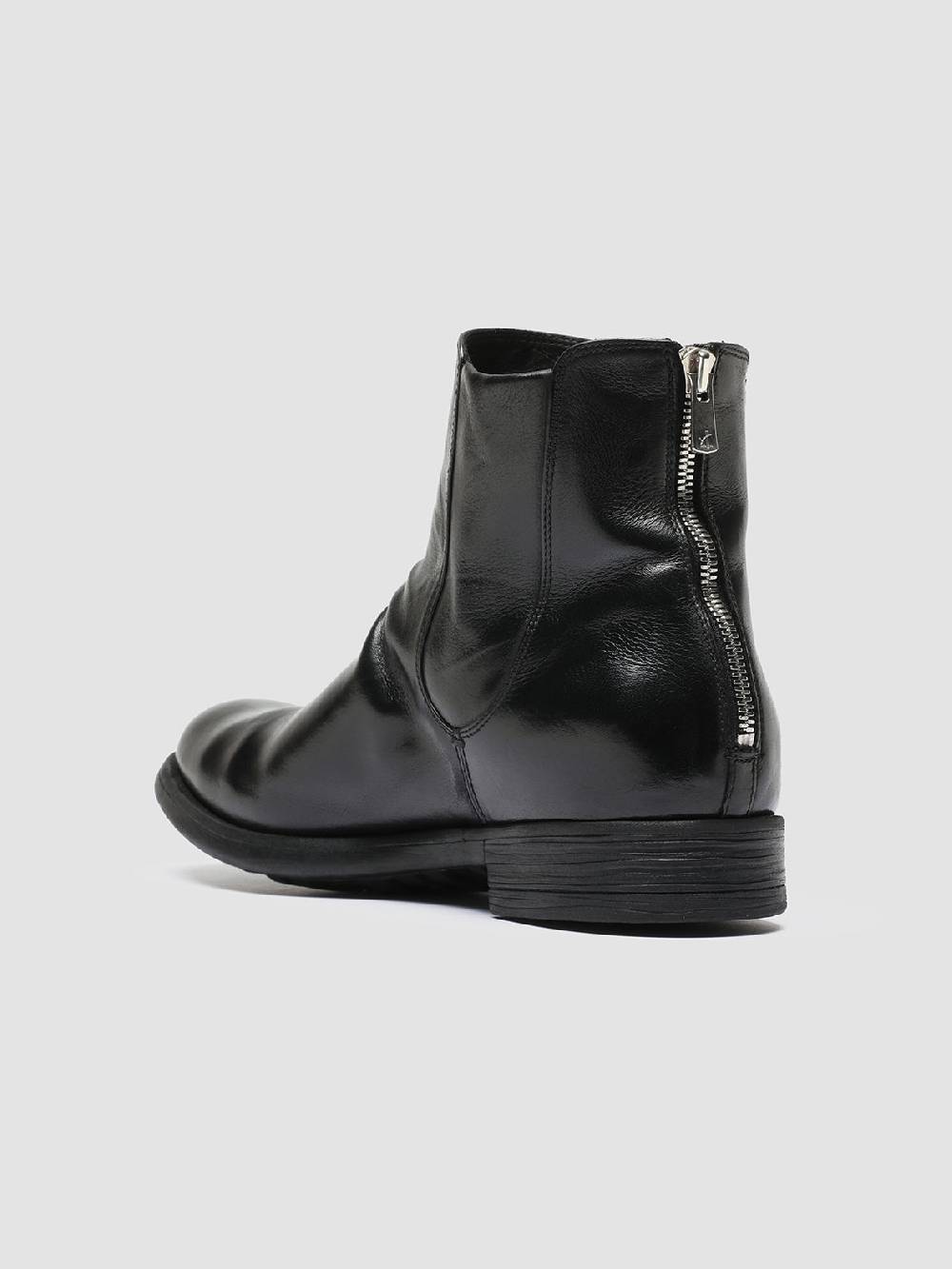 Officine Creative CHRONICLE 059 Stivali Zip in Pelle Nera Grandi sconti