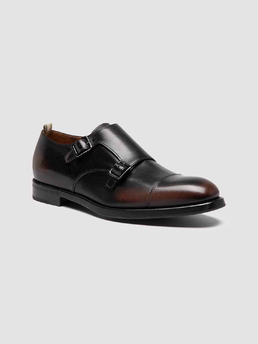 Officine Creative CONSULTANT 004 Monk Strap in Pelle Marrone Offerte speciali