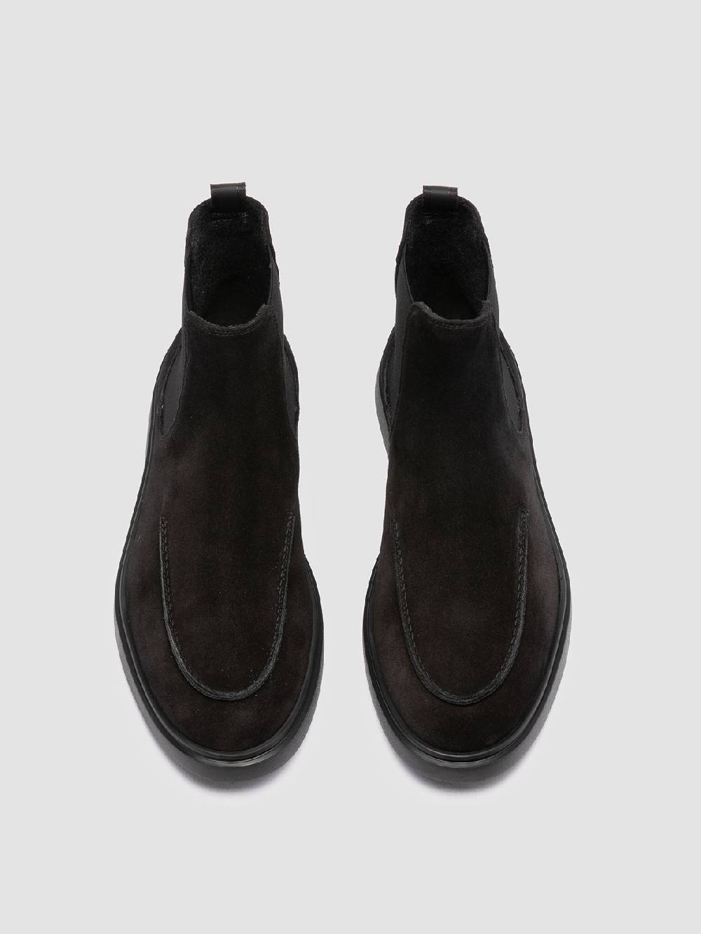 Officine Creative BONES 011 Stivaletti Chelsea in Pelle Scamosciata Nera Fino al 50% di sconto