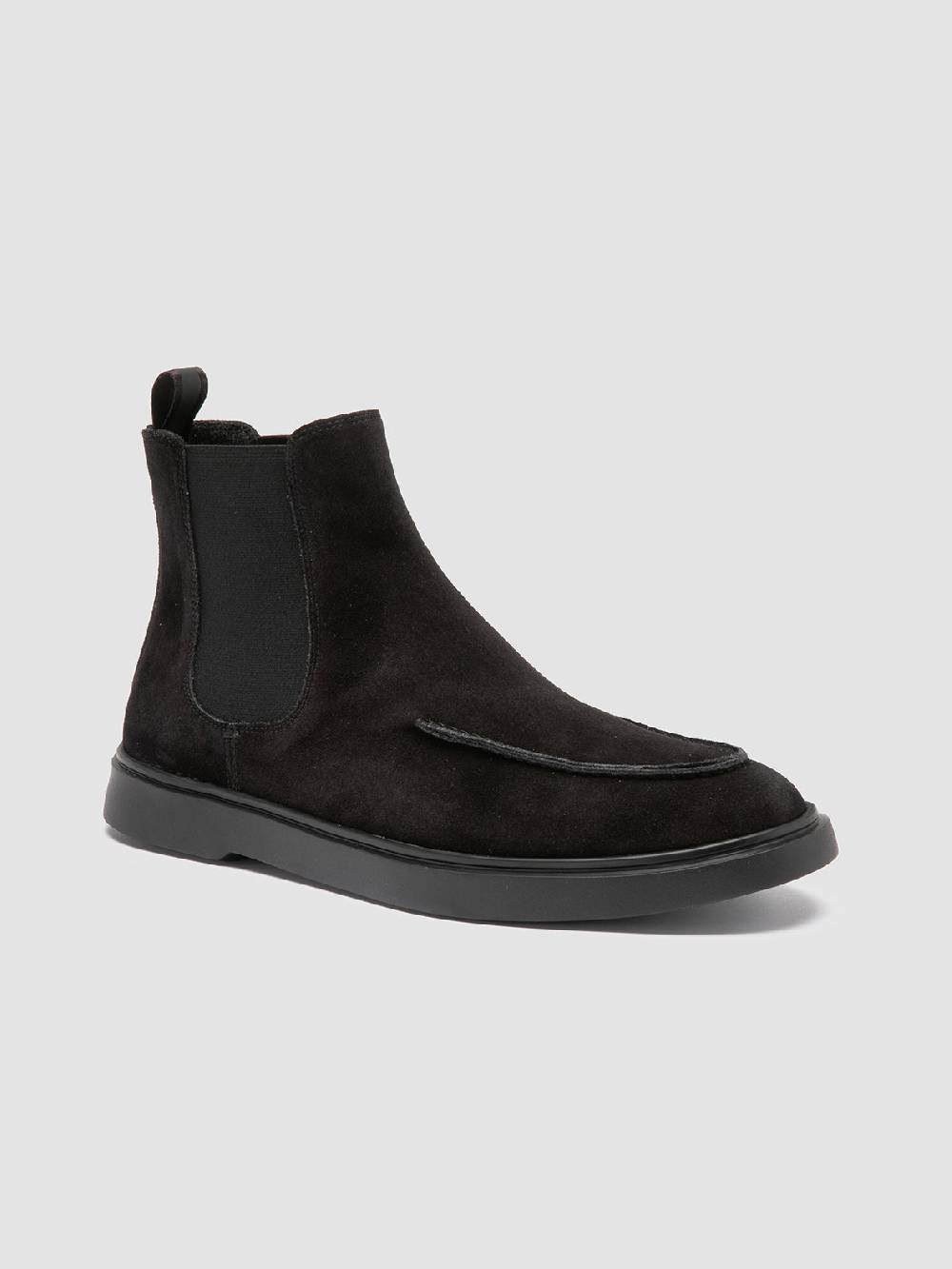 Officine Creative BONES 011 Stivaletti Chelsea in Pelle Scamosciata Nera Fino al 50% di sconto