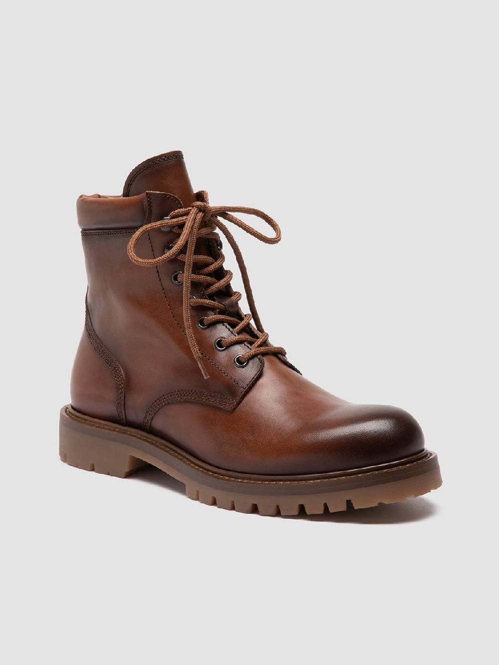 Officine Creative BOSS 002 Stivali Stringati in Pelle Marrone Fino al 60% di sconto
