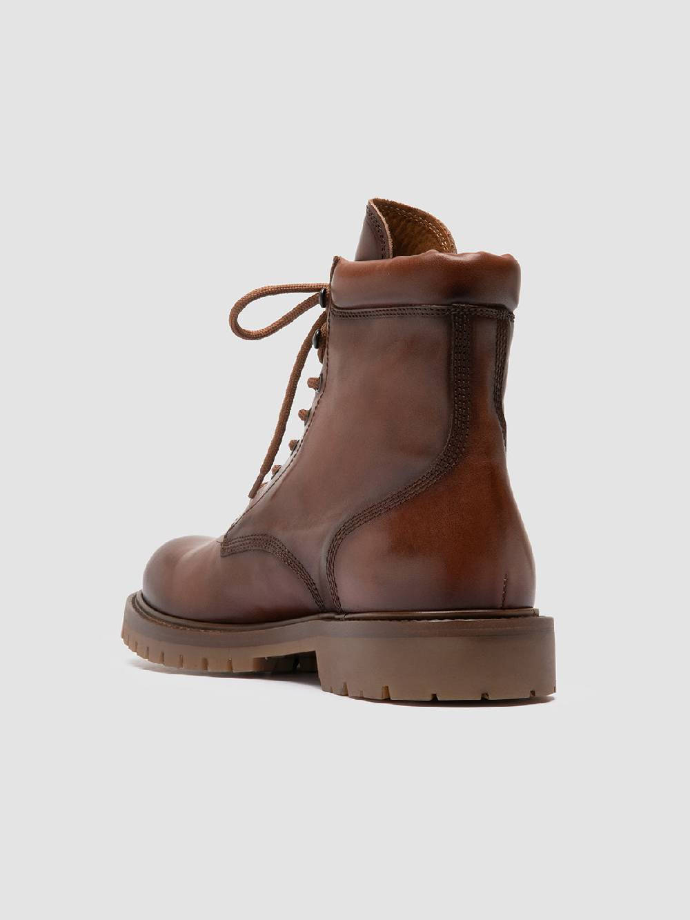 Officine Creative BOSS 002 Stivali Stringati in Pelle Marrone Fino al 60% di sconto