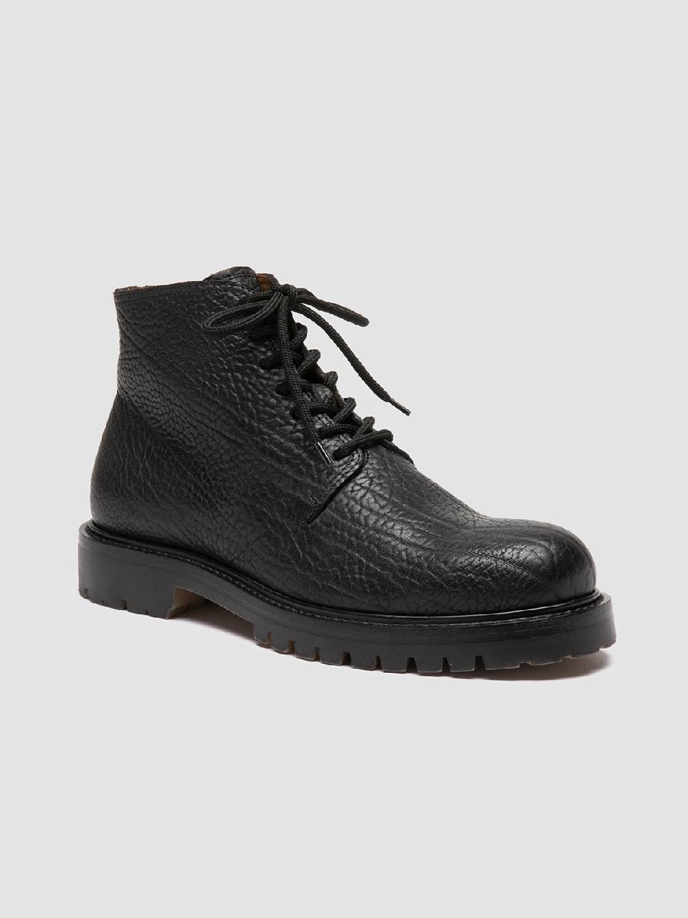 Officine Creative BOSS 011 Stivali Stringati in Pelle Nera Discount Store per i nuovi prodotti