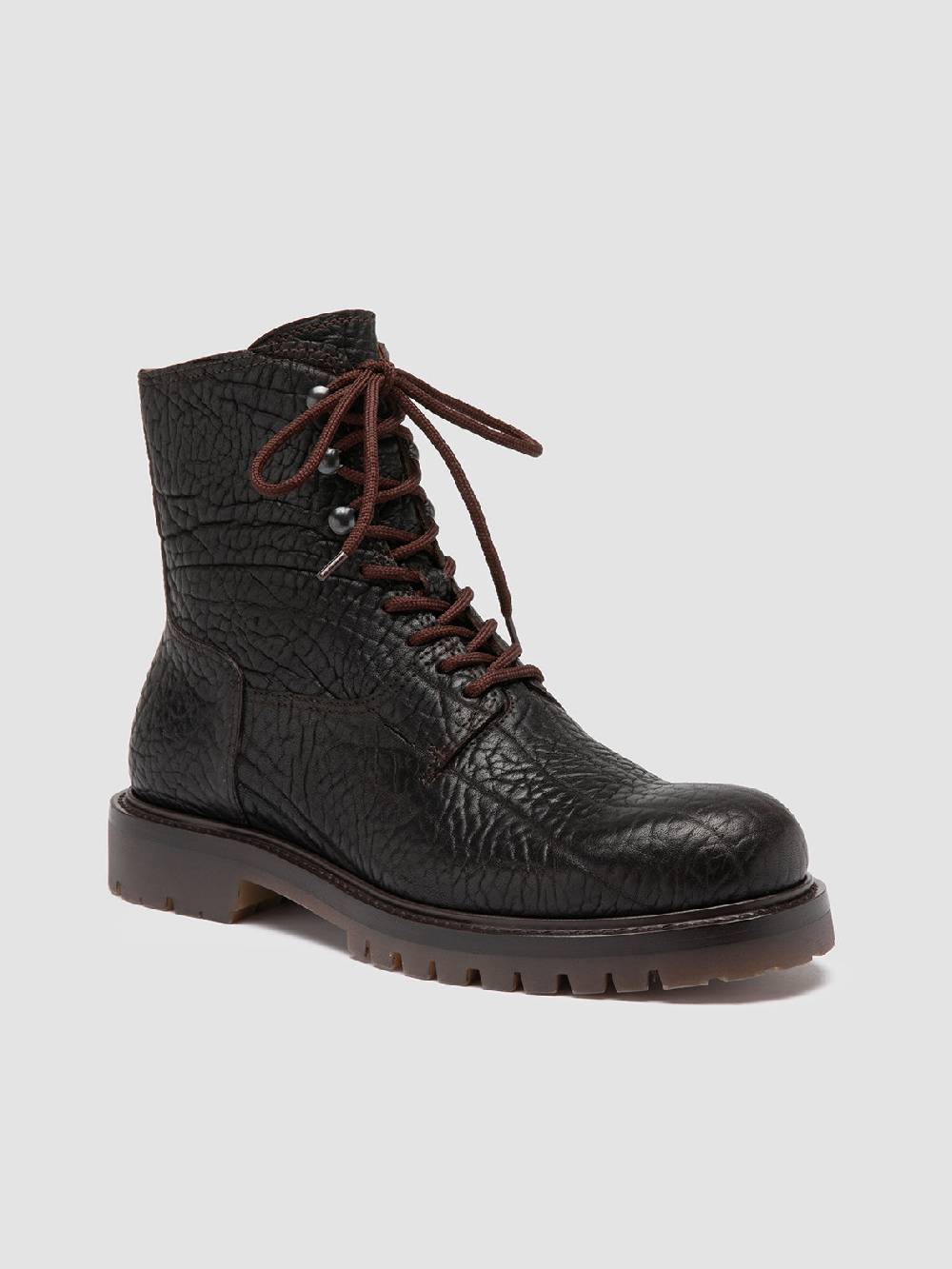 Officine Creative BOSS 012 Stivali Stringati in Pelle Marrone Solo un giorno rimasto