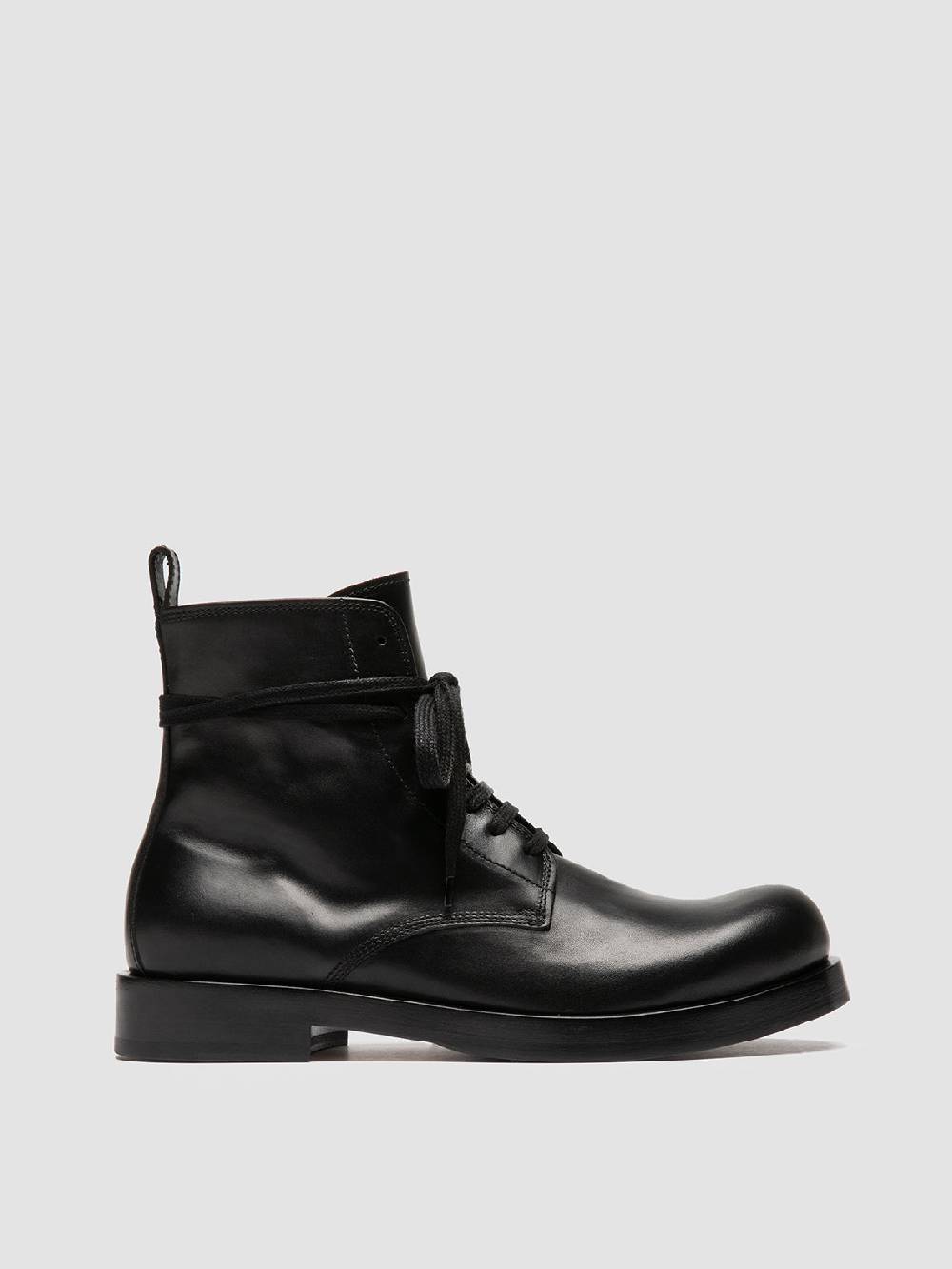 Officine Creative BULLA 002 Stivali Stringati in Pelle Nera Enormi sconti