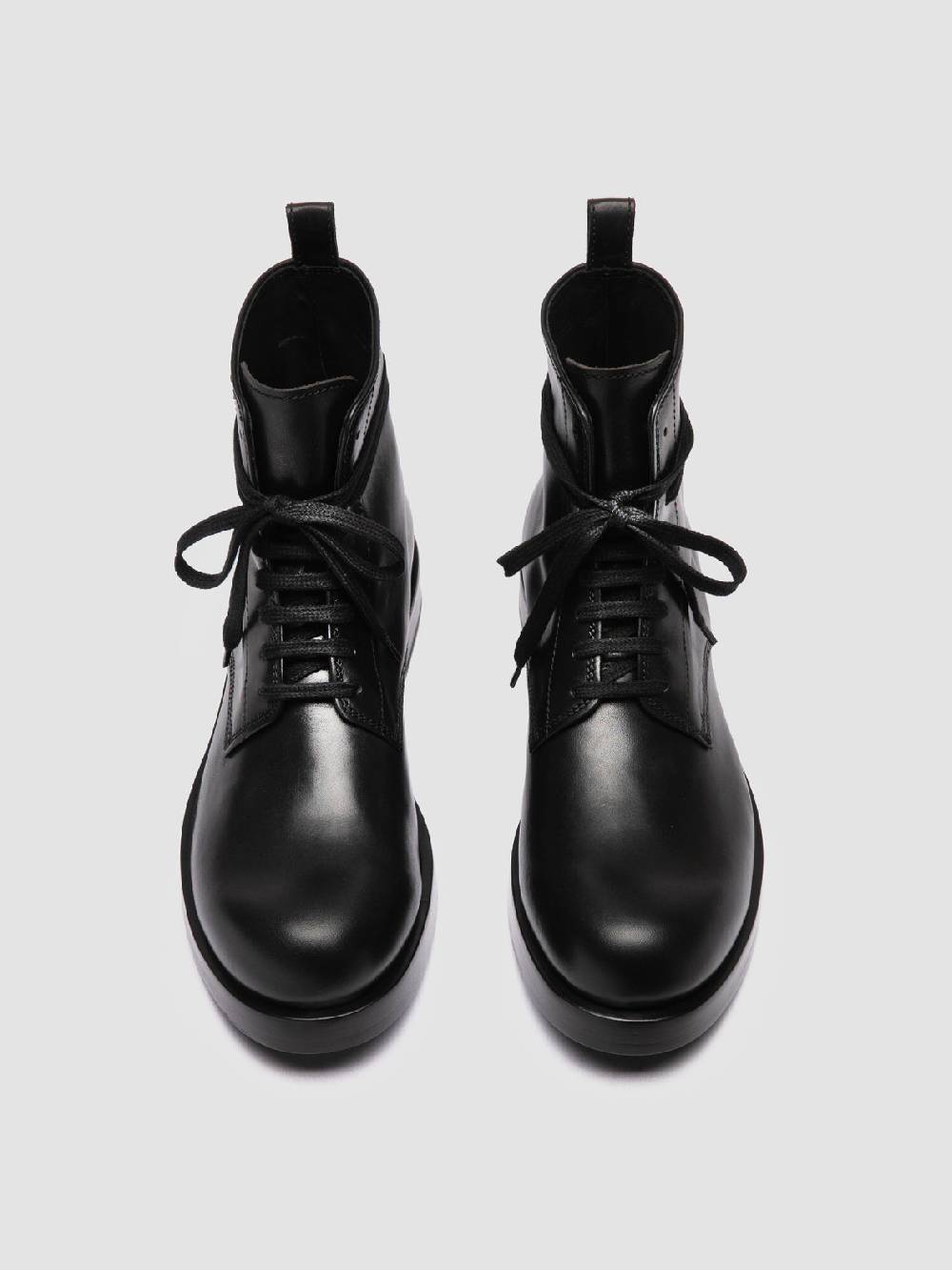 Officine Creative BULLA 002 Stivali Stringati in Pelle Nera Enormi sconti