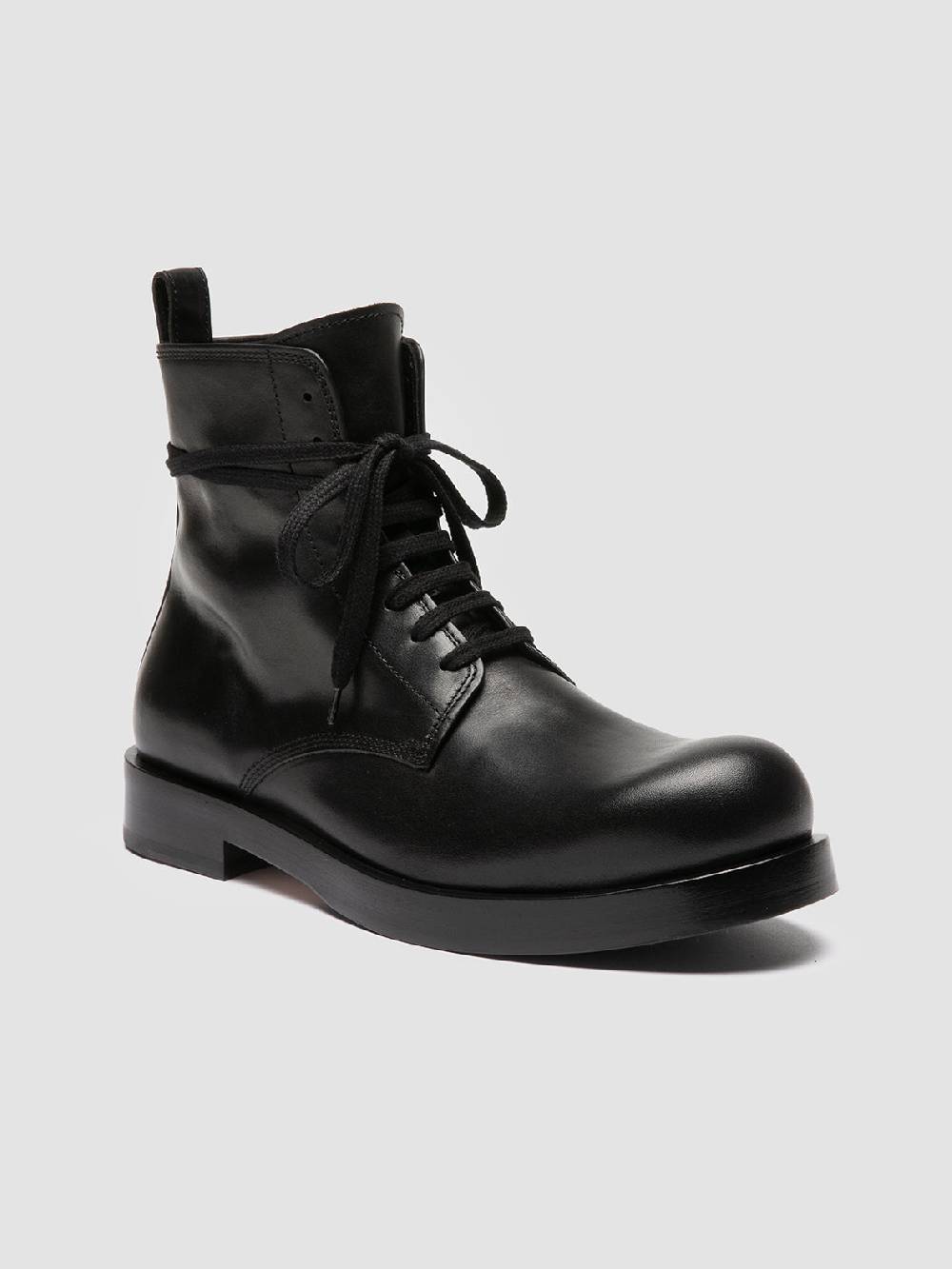 Officine Creative BULLA 002 Stivali Stringati in Pelle Nera Enormi sconti