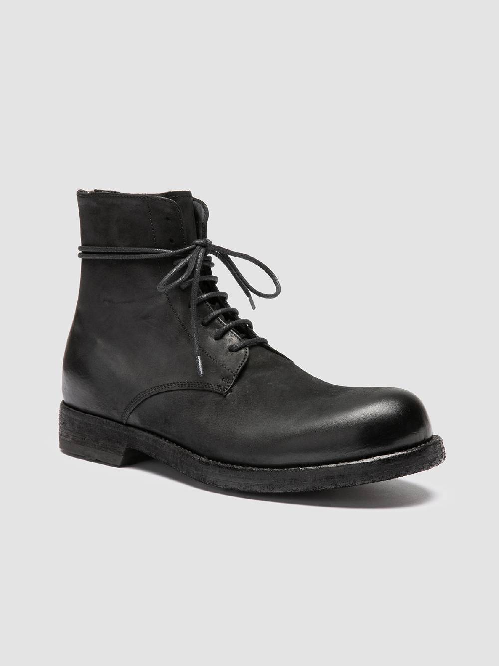 Officine Creative BULLA DD 102 Stivali Stringati in Pelle Nera 50% di sconto con spedizione gratuita