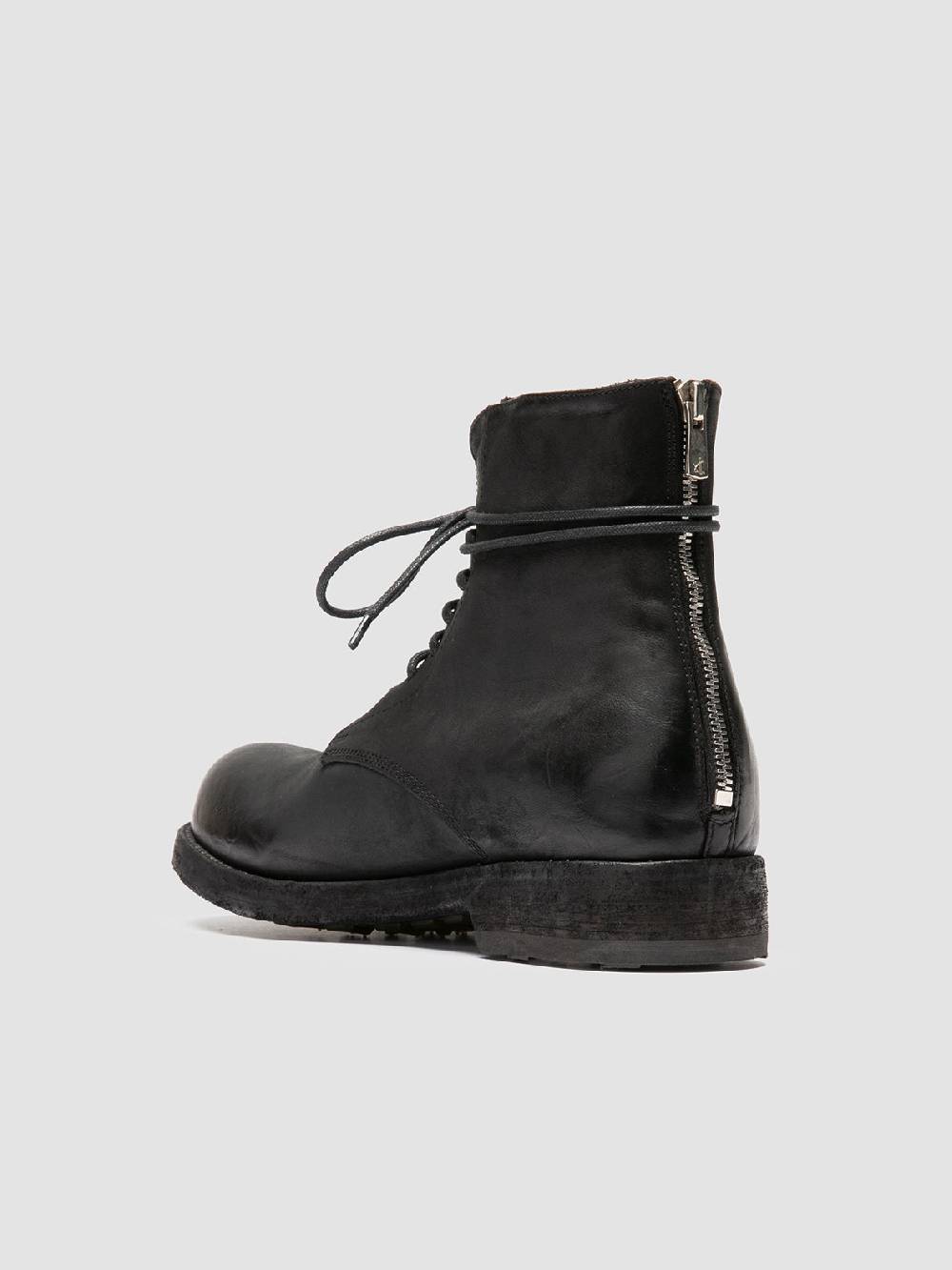 Officine Creative BULLA DD 102 Stivali Stringati in Pelle Nera 50% di sconto con spedizione gratuita