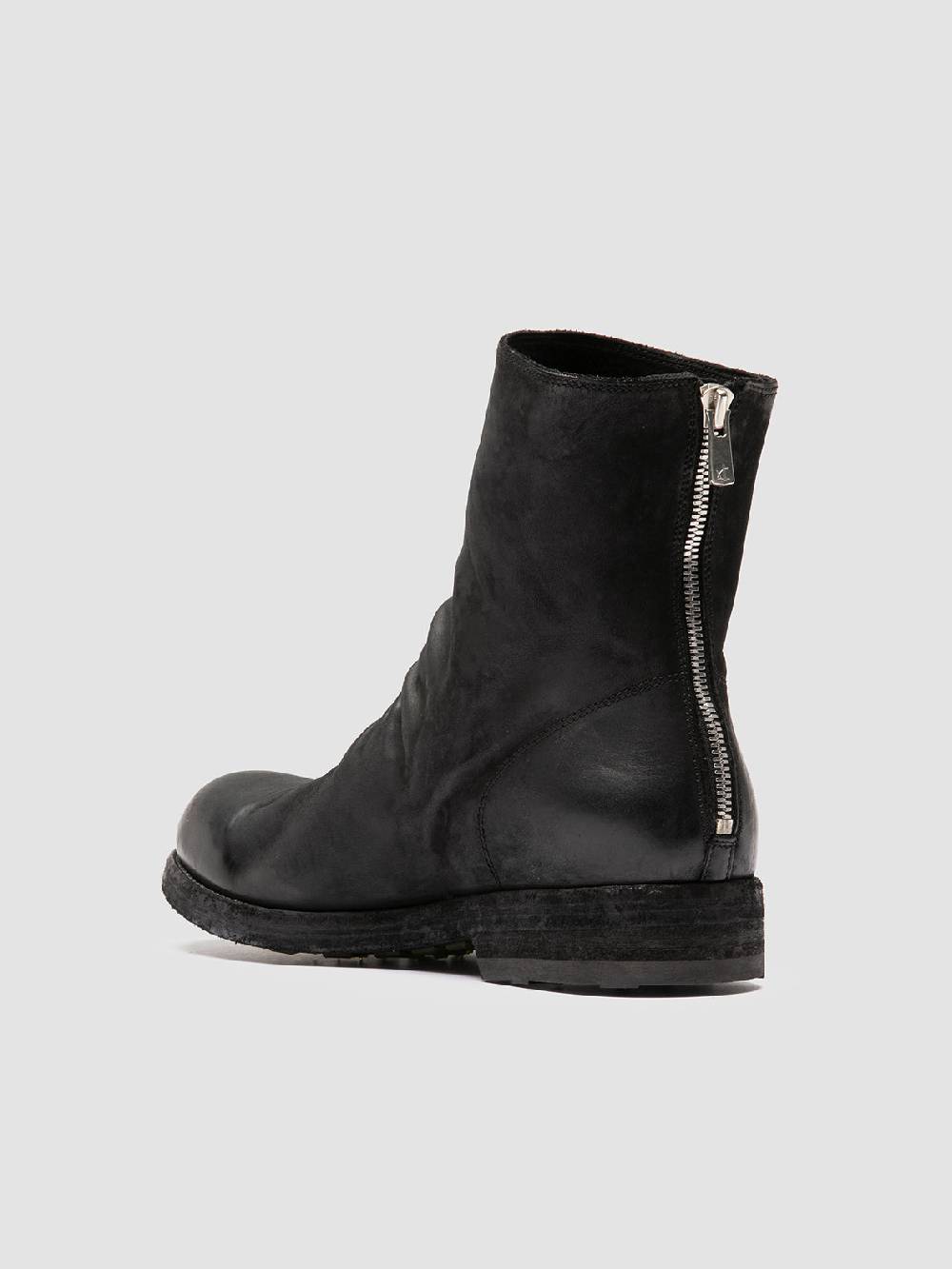 Officine Creative BULLA DD 103 Stivali con Zip in Pelle Nera Officina