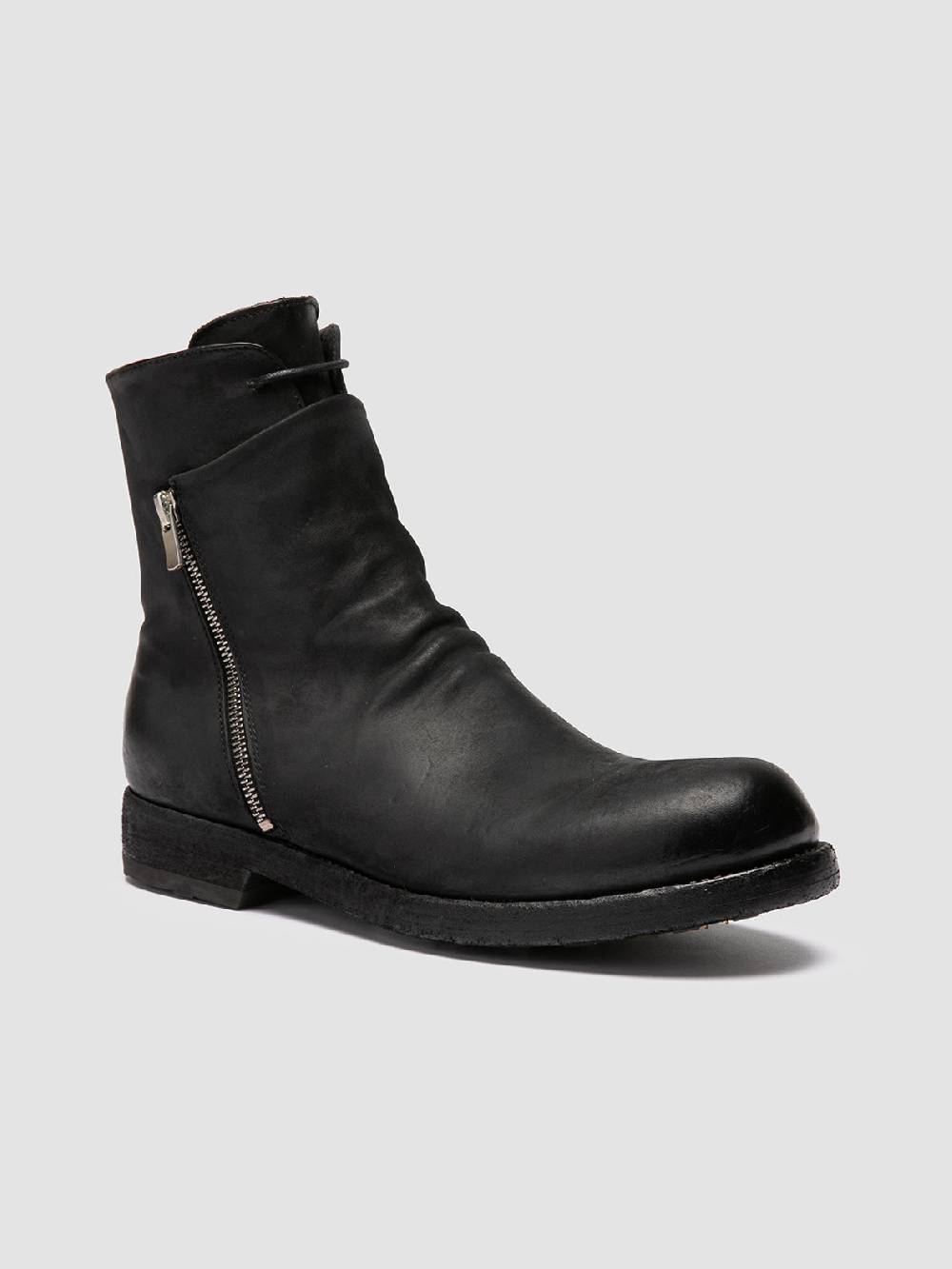 Officine Creative BULLA DD 106 Stivali con Zip in Pelle Nera Black Friday Prezzi