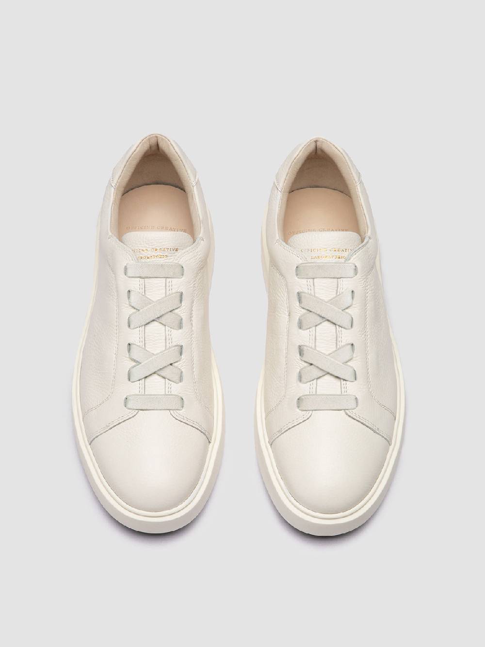 Officine Creative SLOUCH 001 Sneaker Basse in Pelle Bianca Qualità