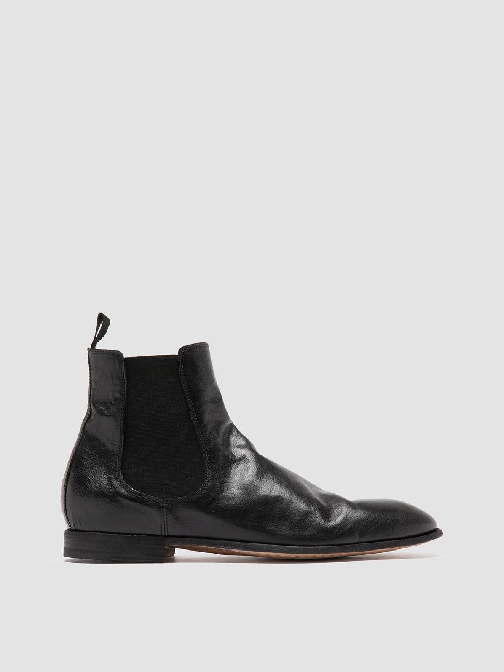 Officine Creative SOLITUDE 004 Stivaletti Chelsea in Pelle Nera Pezzi Unici