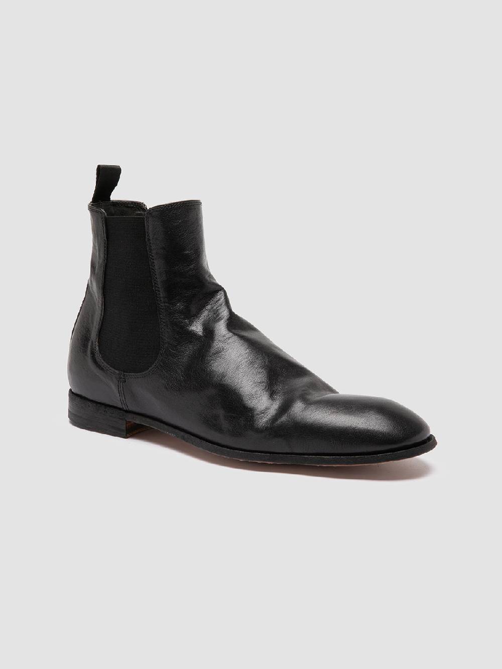 Officine Creative SOLITUDE 004 Stivaletti Chelsea in Pelle Nera Pezzi Unici
