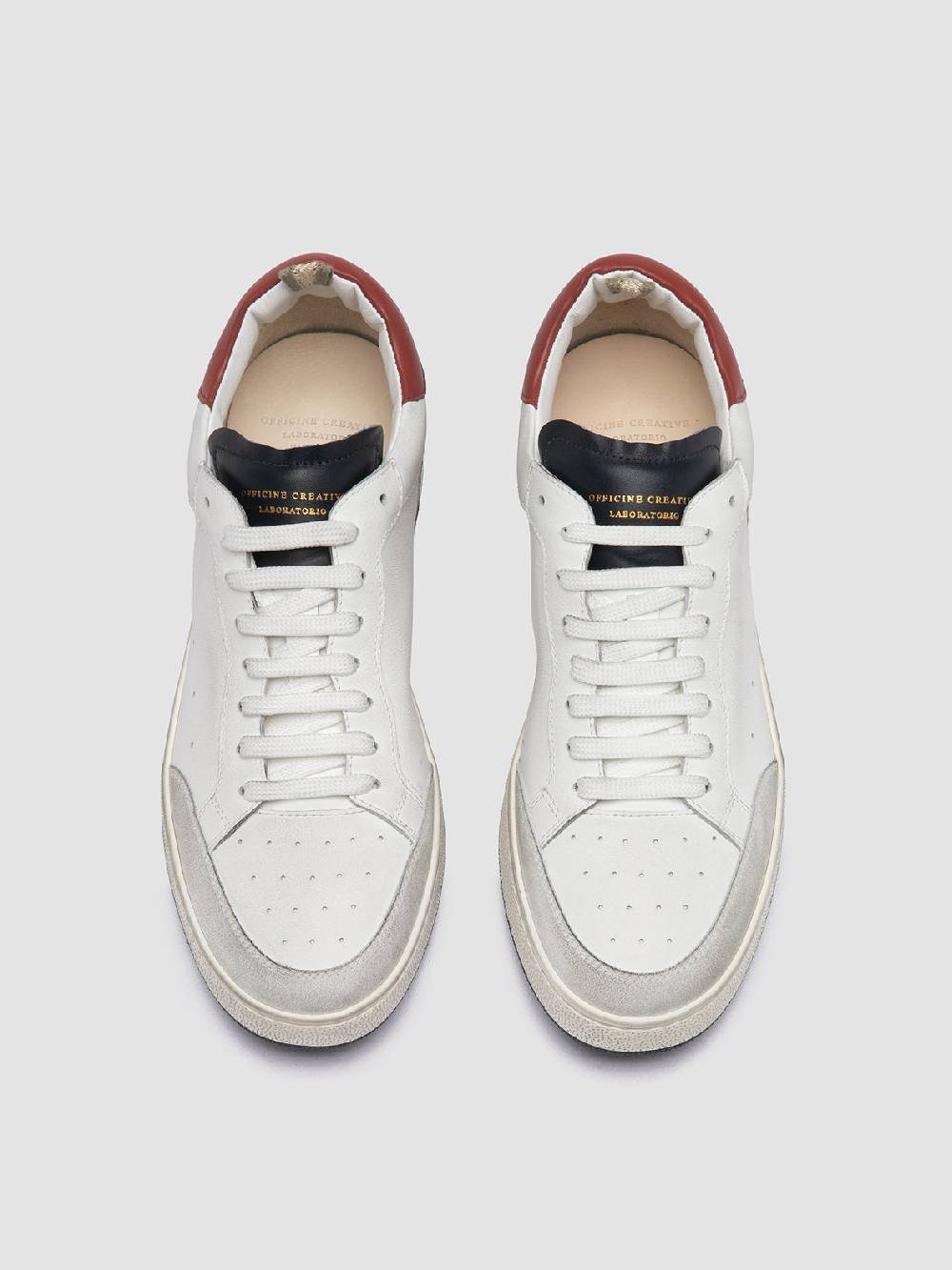 Officine Creative THE ANSWER 001 Sneaker Basse in Camoscio e Pelle Bianca Promozione Limitata