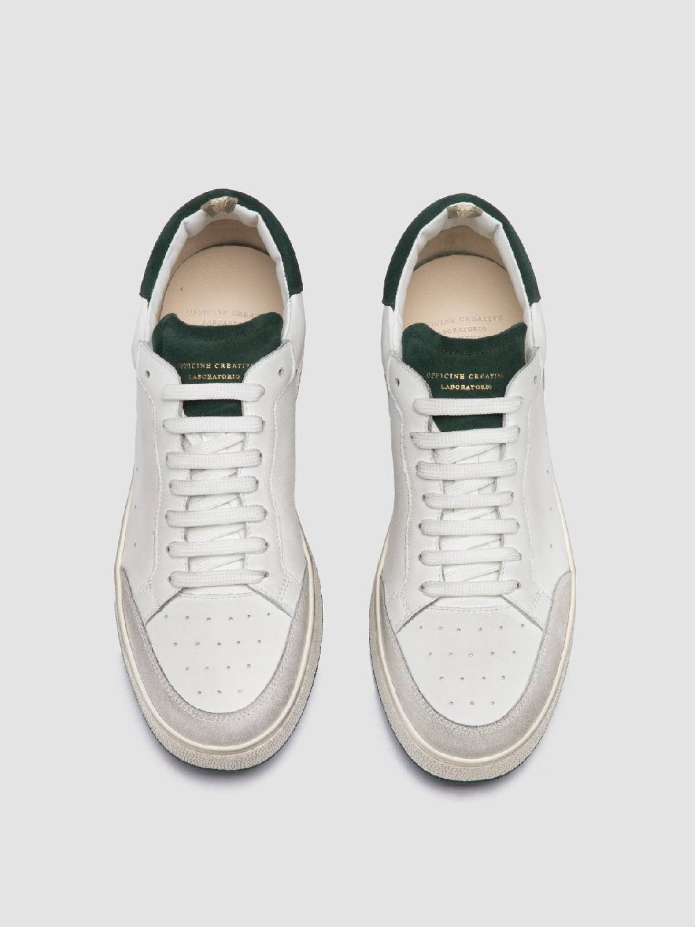 Officine Creative THE ANSWER 001 Sneaker Basse in Camoscio e Pelle Bianca Shopping Online