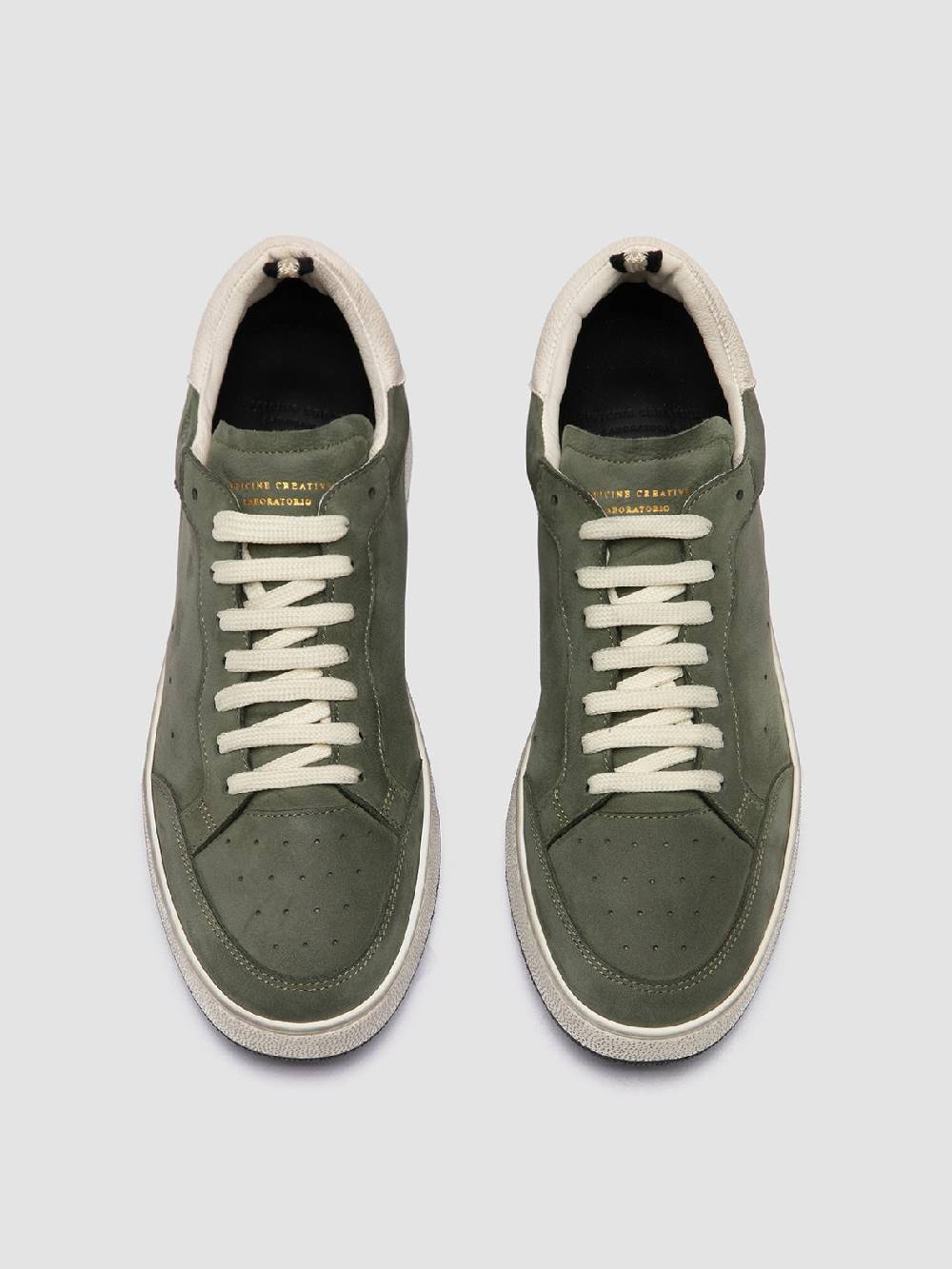 Officine Creative THE ANSWER 002 Sneaker Basse in Camoscio e Pelle Verde Prezzo Ridotto