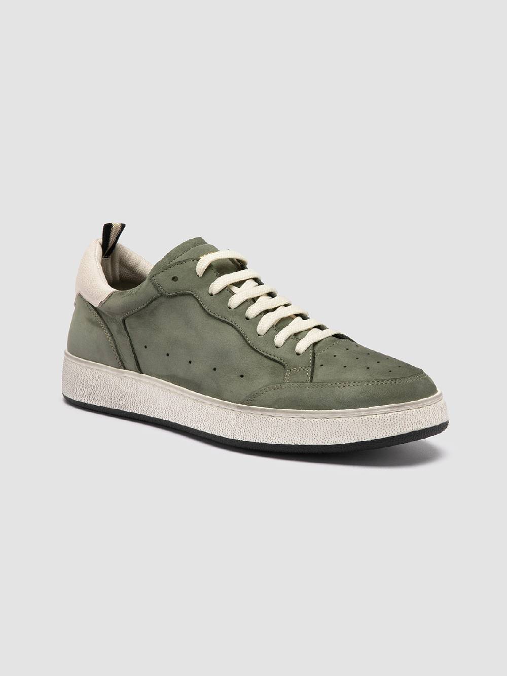 Officine Creative THE ANSWER 002 Sneaker Basse in Camoscio e Pelle Verde Prezzo Ridotto