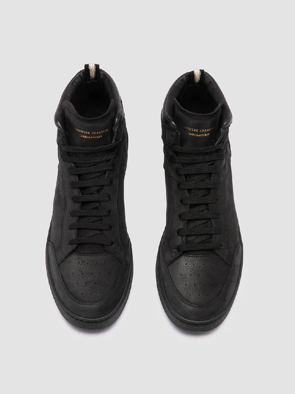 Officine Creative THE ANSWER 004 Sneaker Alte in Camoscio e Pelle Nera Sottocosto