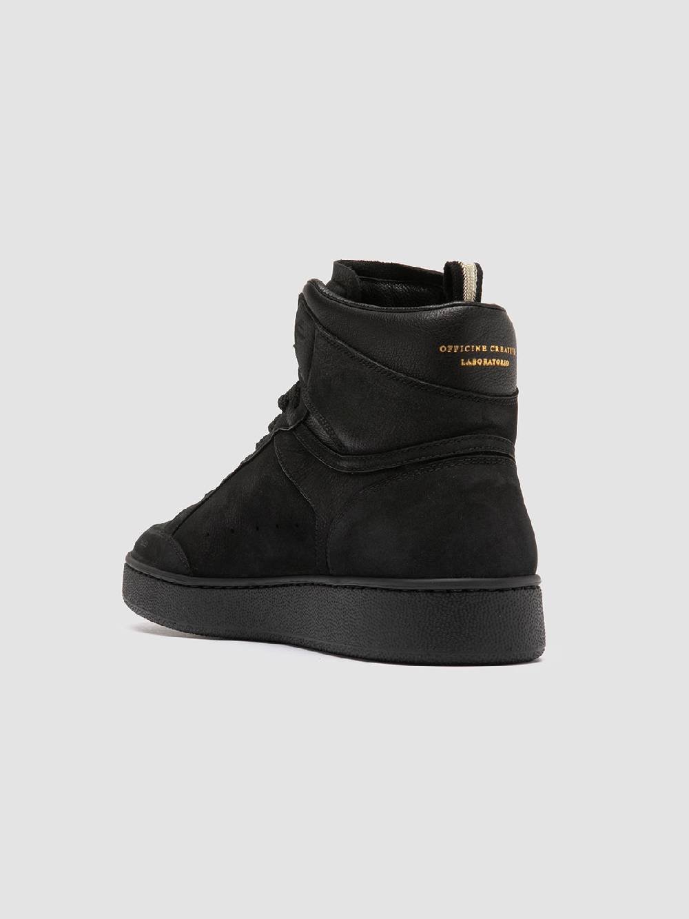 Officine Creative THE ANSWER 004 Sneaker Alte in Camoscio e Pelle Nera Sottocosto