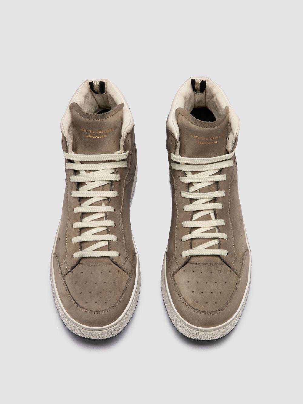 Officine Creative THE ANSWER 004 Sneaker Alte in Camoscio e Pelle Tortora Convenienza