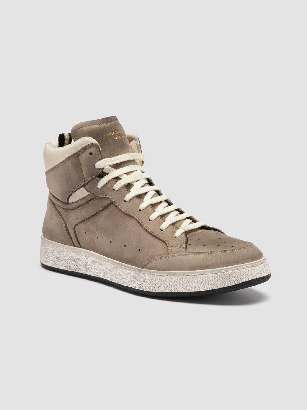 Officine Creative THE ANSWER 004 Sneaker Alte in Camoscio e Pelle Tortora Convenienza