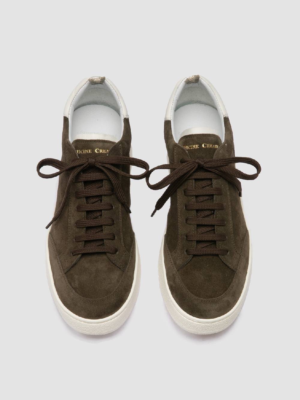Officine Creative THE DIME 001 Sneaker Basse in Pelle Scamosciata Verde Sconto