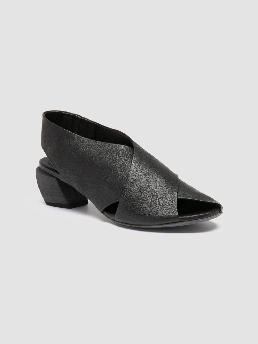 Officine Creative HELYETTE 024 Black Leather Slide Sandals Offerte esclusive