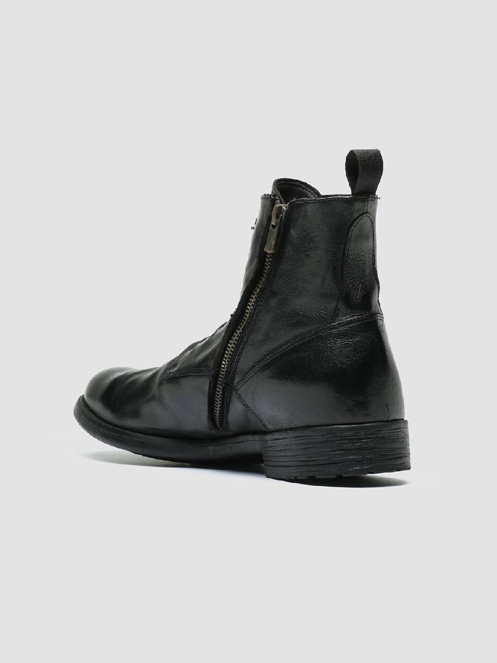 Officine Creative HIVE 051 Stivali Zip in Pelle Nera Sconti VIP