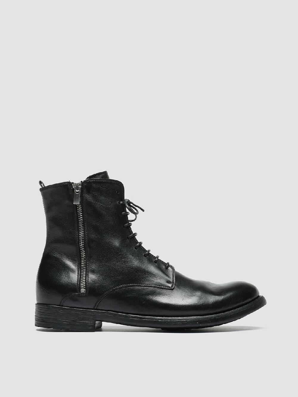 Officine Creative HIVE 053 Stivali Stringati in Pelle Nera Super Saving Price