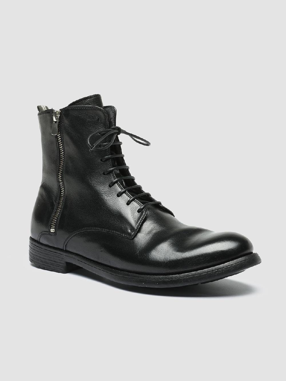 Officine Creative HIVE 053 Stivali Stringati in Pelle Nera Super Saving Price