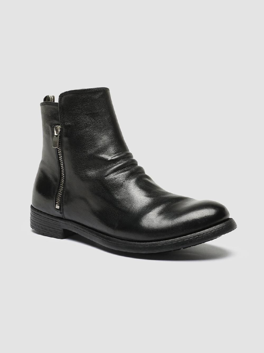 Officine Creative HIVE 054 Stivali Zip in Pelle Nera Offerta settimanale