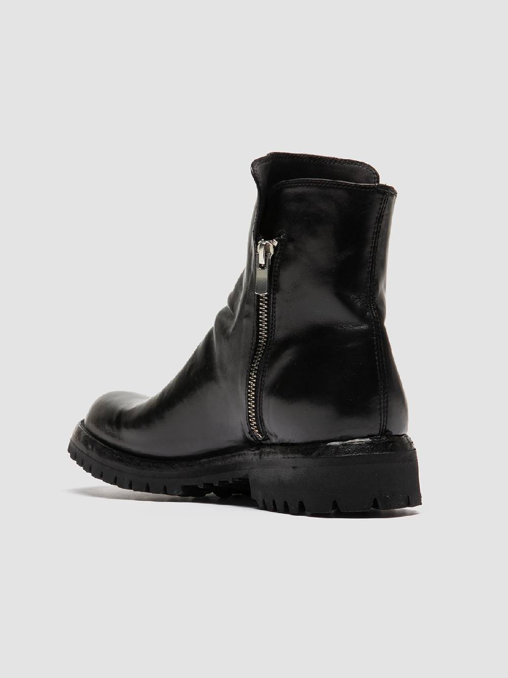 Officine Creative IKONIC 004 Stivali Zip in Pelle Nera Rilascio limitato