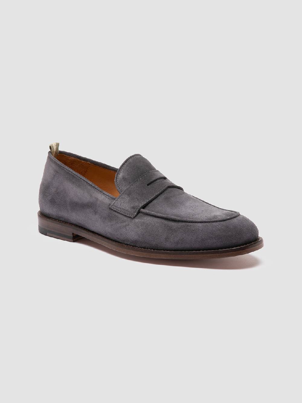 Officine Creative OPERA 001 Mocassini Penny in Pelle Scamosciata Grigia Latest stili
