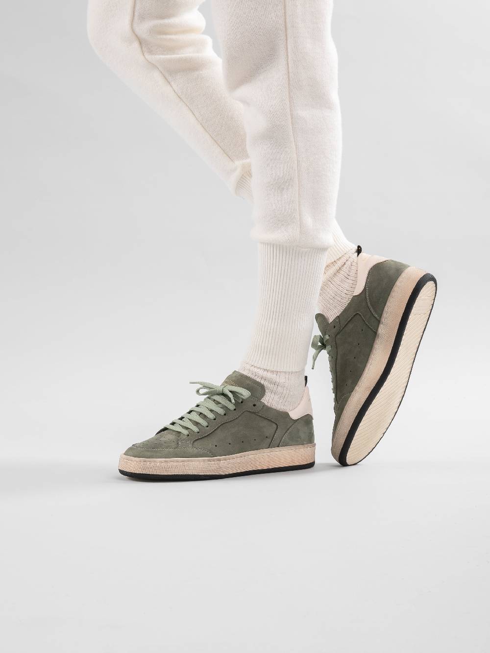 Officine Creative MAGIC 102 Sneakers in Pelle e Camoscio Verde In Linea