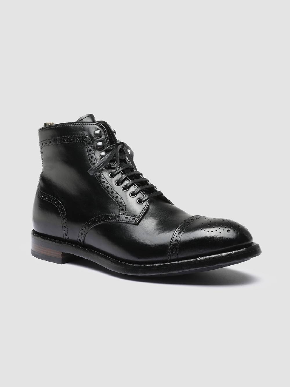 Officine Creative TEMPLE 004 Stivaletti in Pelle Nera Pezzi Unici